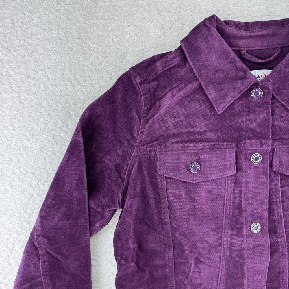 Denim & Co Stetch Velveteen Regular Long Jacket XSmall Deep Wine Purple